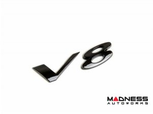 Jaguar Custom Emblem - V8 - Gloss Black Finish Jaguar Custom Emblem - V8 - Gloss Black Finish